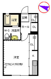ピュアさくら ワンルームの間取図画像
