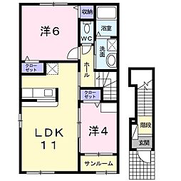 サジッターリオ柊 2LDKの間取図画像
