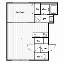 パークウエスト 1LDKの間取図画像
