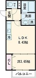 鳥栖市本町1丁目アパート 1LDKの間取図画像