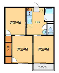 パールハイツA 3DKの間取図画像