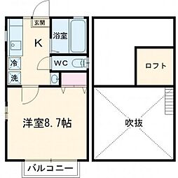 グランビュー岩沼 1Kの間取図画像