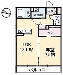 エクラージュC 1LDKの間取図画像