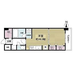 KDX堺筋本町レジデンス ワンルームの間取図画像