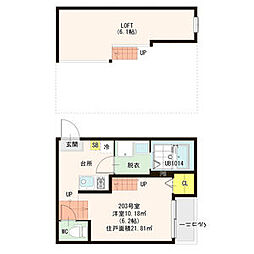 ハーモニーテラス新田VI 1Kの間取図画像