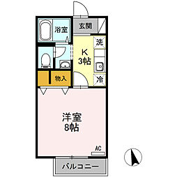 カントリーコスモス 1Kの間取図画像