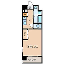 サンボックス大浦 1Kの間取図画像