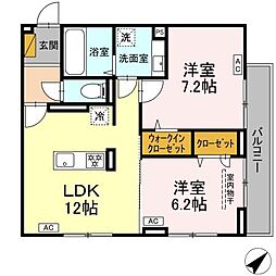 市原市君塚1丁目アパート 2LDKの間取図画像