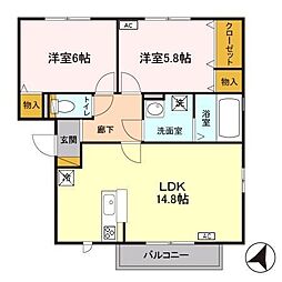 ジュピターA 2LDKの間取図画像