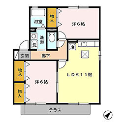 パーシモンフィールドA 2LDKの間取図画像