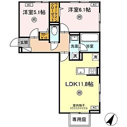 Dーresena丸山S 2LDKの間取図画像