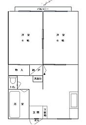サンハイツ小川A 2DKの間取図画像