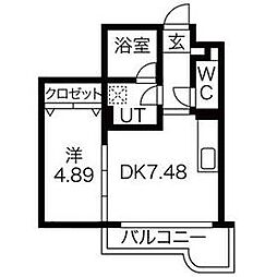 あさひレジデンス表町 1DKの間取図画像