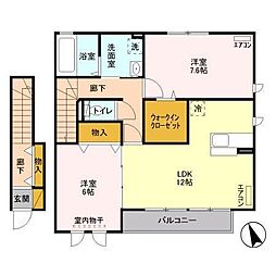 カーサビスタB 2LDKの間取図画像