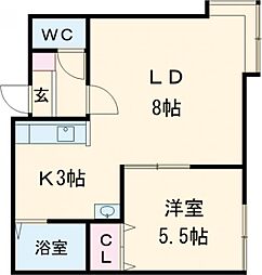 エスパニア名寄1 1DKの間取図画像