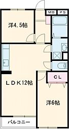 羽村ハイツ 2LDKの間取図画像