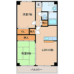 オーレゾン 2LDKの間取図画像