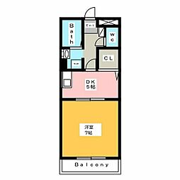 アップルヒルズ 1DKの間取図画像