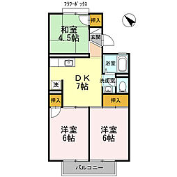 エミネントセジュールB棟 3DKの間取図画像