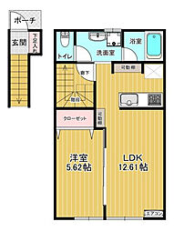 ハピネス ドミールB 1LDKの間取図画像