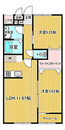 ヴァンクール 2LDKの間取図画像