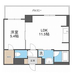 ザ・パークハビオ天満橋 1LDKの間取図画像