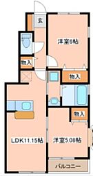 ソレアードS 2LDKの間取図画像