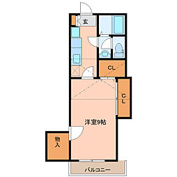 ルピシアS 1Kの間取図画像