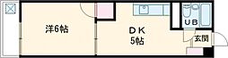 桑原コーポ2 1DKの間取図画像