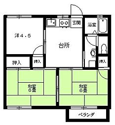 コーポかとうB 3DKの間取図画像
