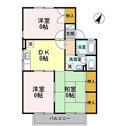 セジュール南洲 3DKの間取図画像