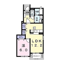 ミルトB 1LDKの間取図画像