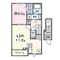 バーシア 1LDKの間取図画像