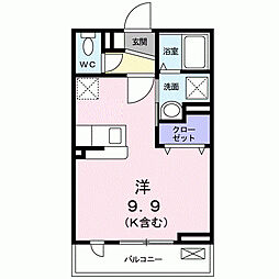 ハイツハルキチ弐番館 ワンルームの間取図画像