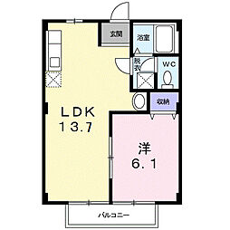 スカイビーンズ広田B 1LDKの間取図画像