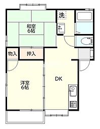 サンライフ中B棟 2DKの間取図画像