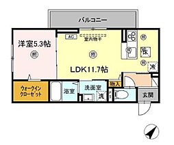 amレジデンス出雲 1LDKの間取図画像