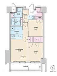 RJRプレシア六本松 2LDKの間取図画像