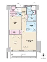 RJRプレシア六本松 2LDKの間取図画像