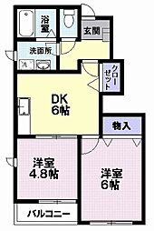 アンジュ.NM 2DKの間取図画像