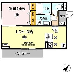 amレジデンス出雲 1LDKの間取図画像