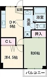 セルサス大道弐番館 2DKの間取図画像