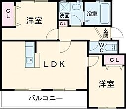 Re-Rooms明野西 2LDKの間取図画像