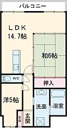 ウイング御船2 2LDKの間取図画像