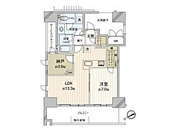 ユニハイム中之島堂島川タワーレジデンス 1SLDKの間取図画像