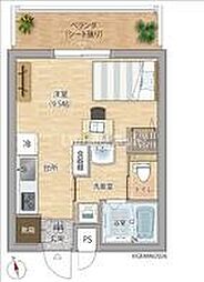 T様共同住宅 ワンルームの間取図画像