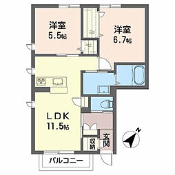 シャーメゾンゴッド 2LDKの間取図画像