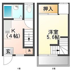 APARTMENTP.I. 1Kの間取図画像