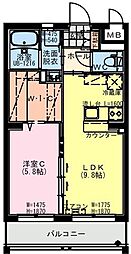 都城市南横市町マンション 1LDKの間取図画像