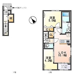 メゾン ド リッカ 2LDKの間取図画像